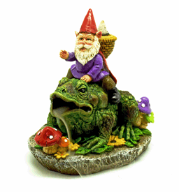 Gnome Riding Frog Back Flow incense Burner